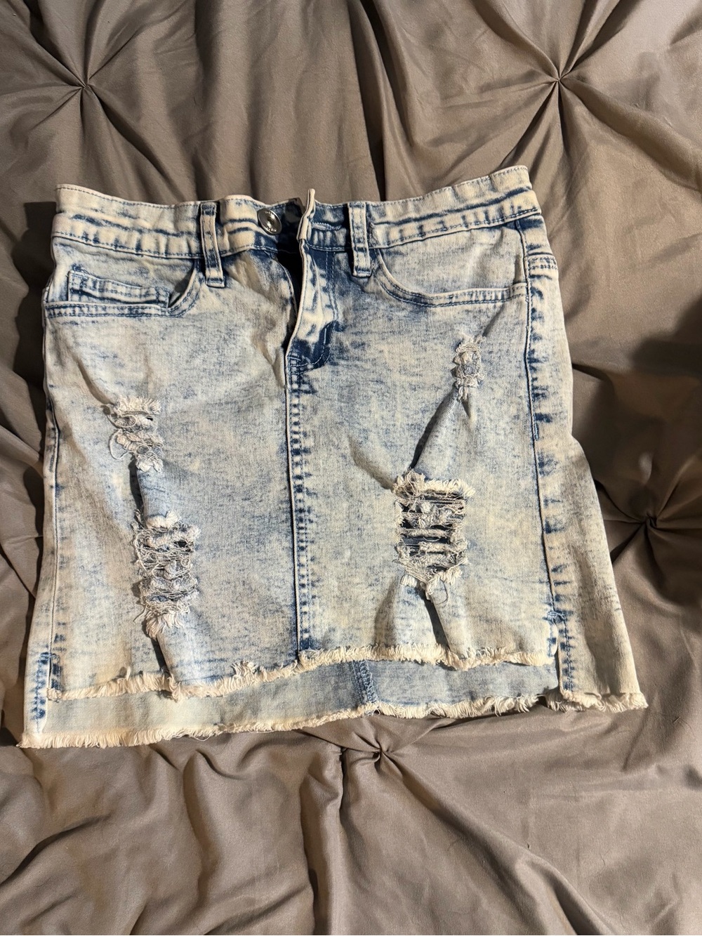 Rue21 Light Blue Distressed Denim Mini Skirt